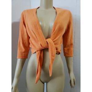Caruso Collection Ravello Cropped Women's Orange Sweater Open Cardigan IT48/US12